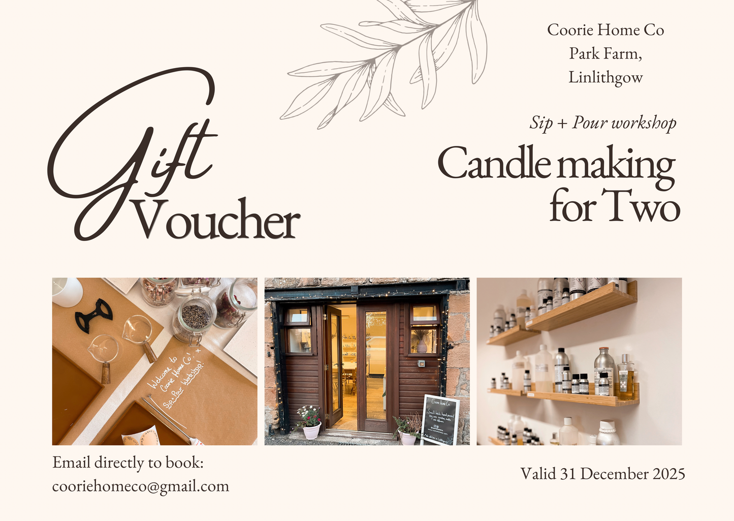 Candle making workshop gift voucher