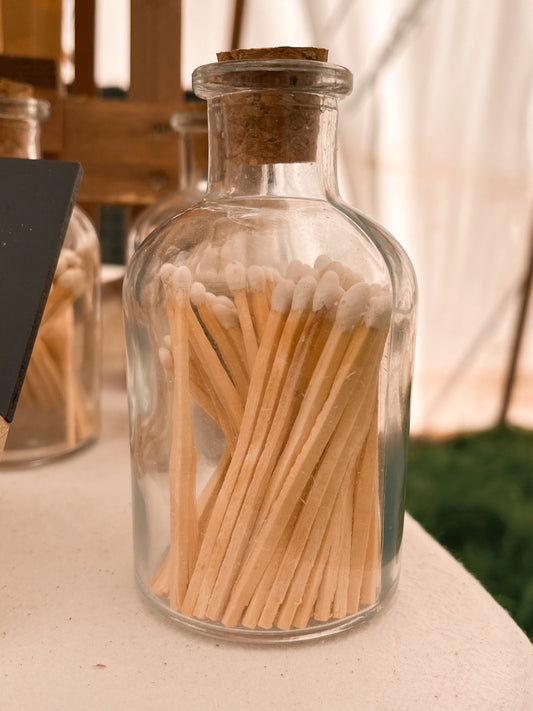 Glass jar ~ white matches